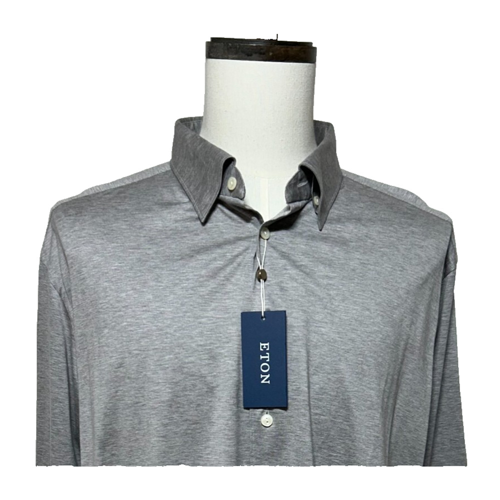 Eton Shirt Mens 3XL Gray Long Sleeve Button Up Dress Casual Single‎ Jersey NWT